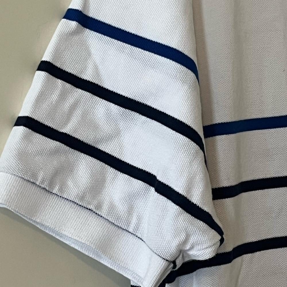 Men's Polo Ralph Lauren White and Blue Striped Short Sleeve Polo Shirt Size XL - Picture 8 of 16